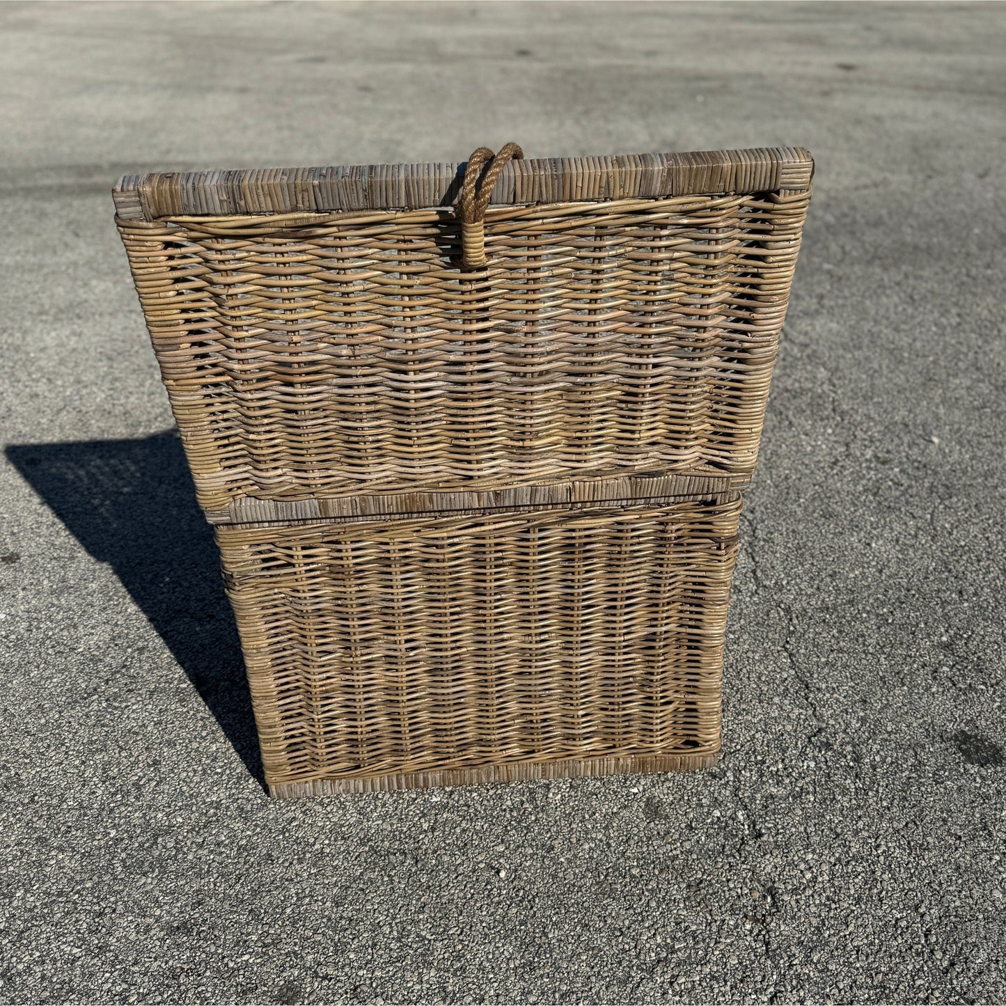 Key Largo Rattan Storage Trunk natural brown with woven wicker body and rope handles on Tampa Home & Garden Store