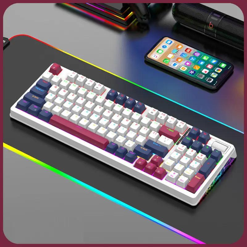 Teclado mecánico con cable XUNFOX K85 para juegos de esports, intercambiable en caliente para computadora de escritorio de oficina y uso doméstico, USB iluminado
