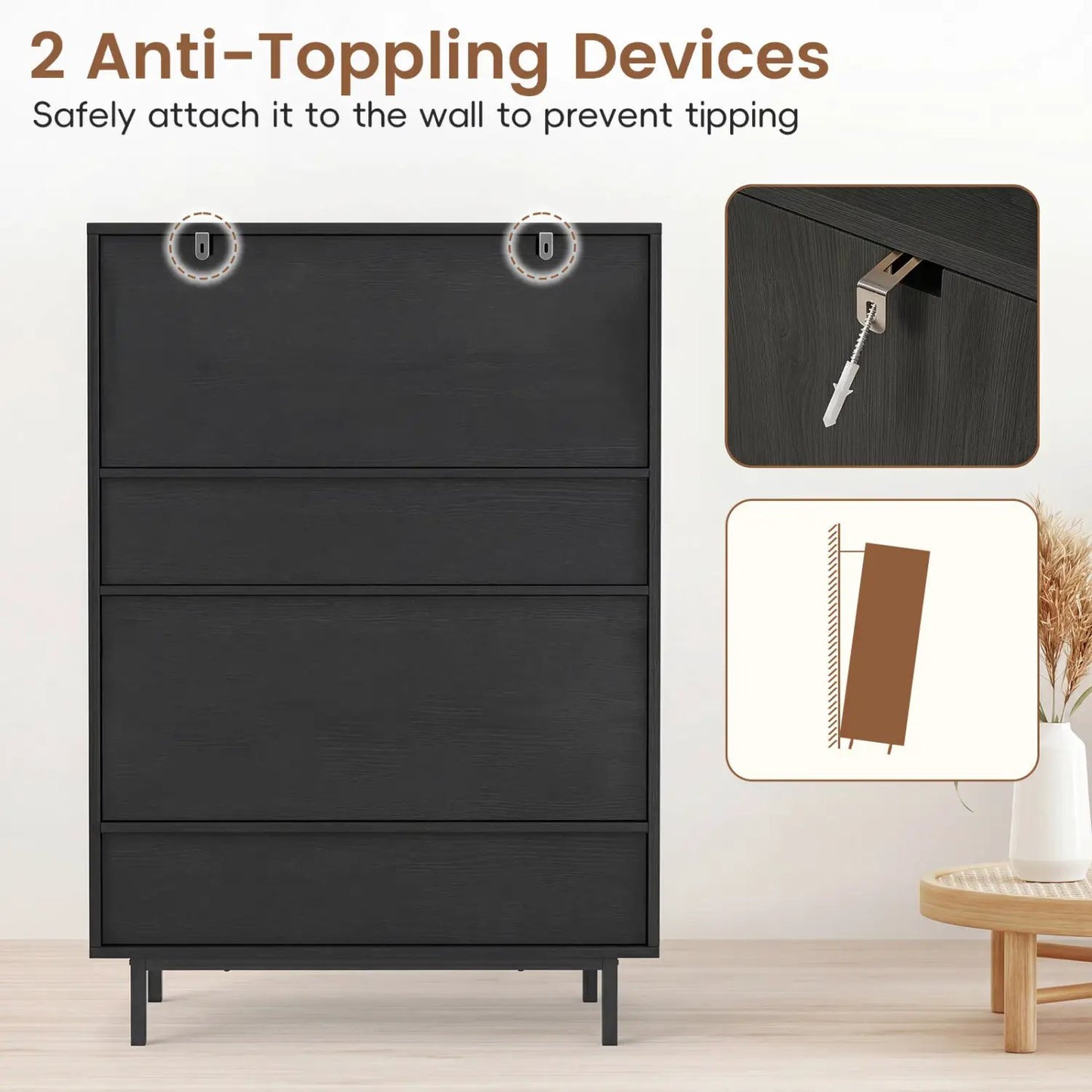 Six-Tier Tall Shoe Cabinet With Double Doors