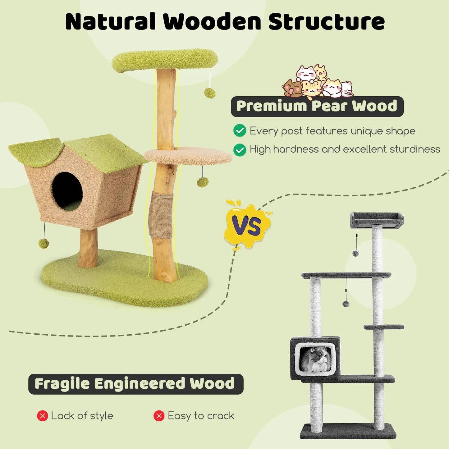 43 Inch Cat Tree DirectDeals with green padded top perch and wooden posts plus a grey cat tree on Tampa Home & Garden Store