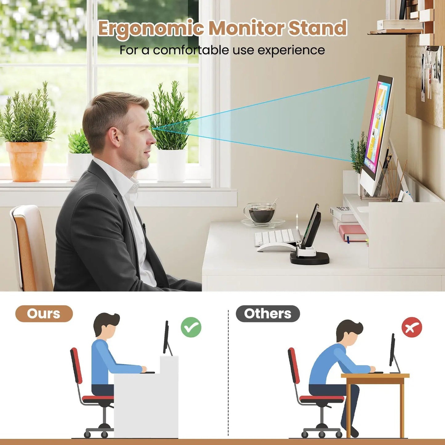 43 Inch Computer Desk with Power Outlets and 2 Bookcases-White - Tampa Home & Garden Store