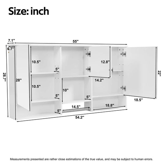 Wall-Mount 3-In-1 mirror cabinet with adjustable shelves and soft-close hinges Unique Piece on Tampa Home & Garden Store