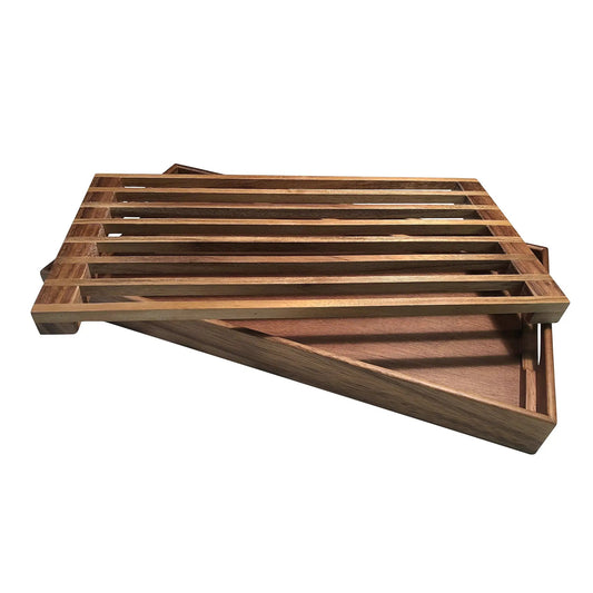 Three in One Tray Trivet and Bread Crumb Catcher wooden slatted tabletop tray Kalmar Home on Tampa Home & Garden Store