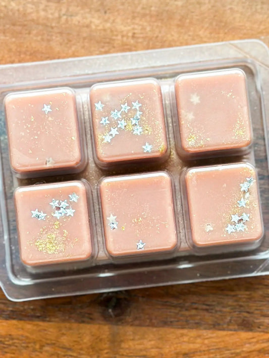 Wax melts peach cubes with gold flecks and blue star sprinkles, 6-pack Storyteller's Cafe on Tampa Home & Garden Store