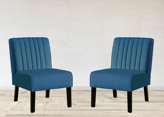 Reese mid-century modern accent chairs teal blue velvet set of 2 with dark wood legs on Tampa Home & Garden Store
