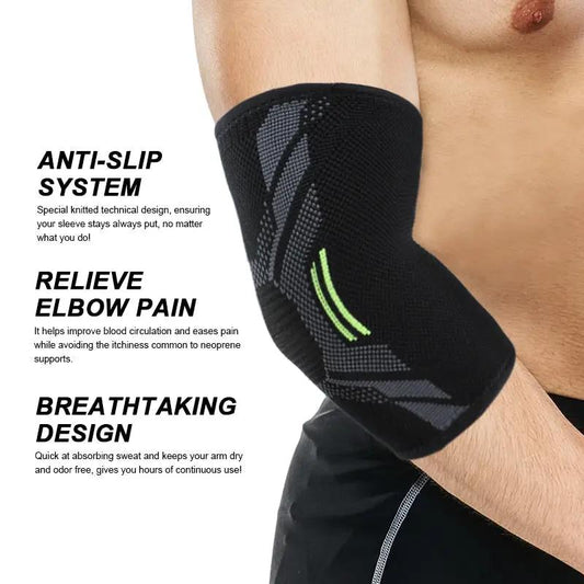 Elbow brace sleeve for tendonitis, black anti-slip knit on Tampa Home & Garden Store
