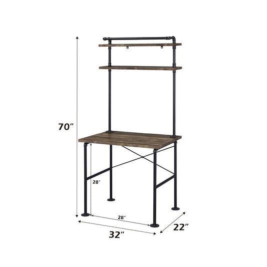 Ensata Rustic Writing Desk Black Oak with industrial pipe-frame by Unique Piece Furniture on Tampa Home & Garden Store