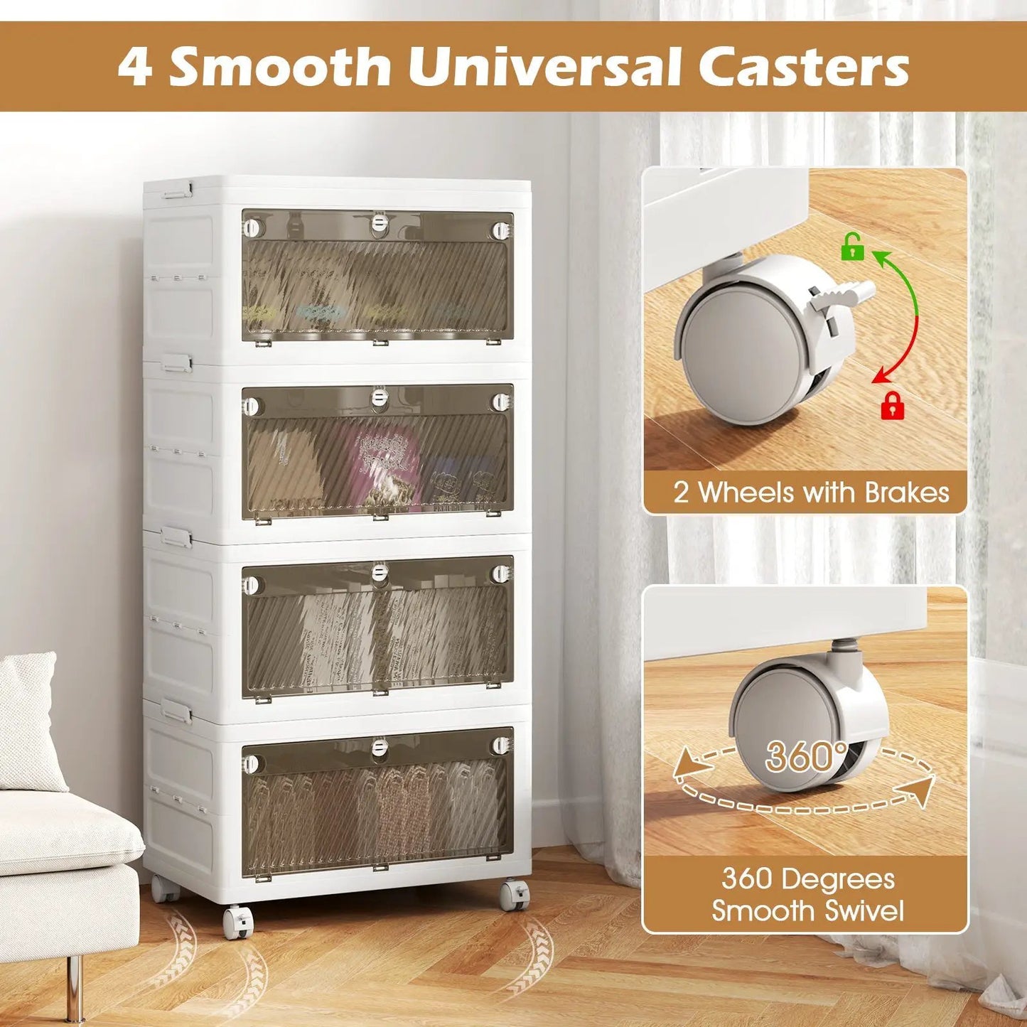 44 Gal 4 Pack Stackable Storage Bins With Lid by DirectDeals white clear fronts cabinet on Tampa Home & Garden Store