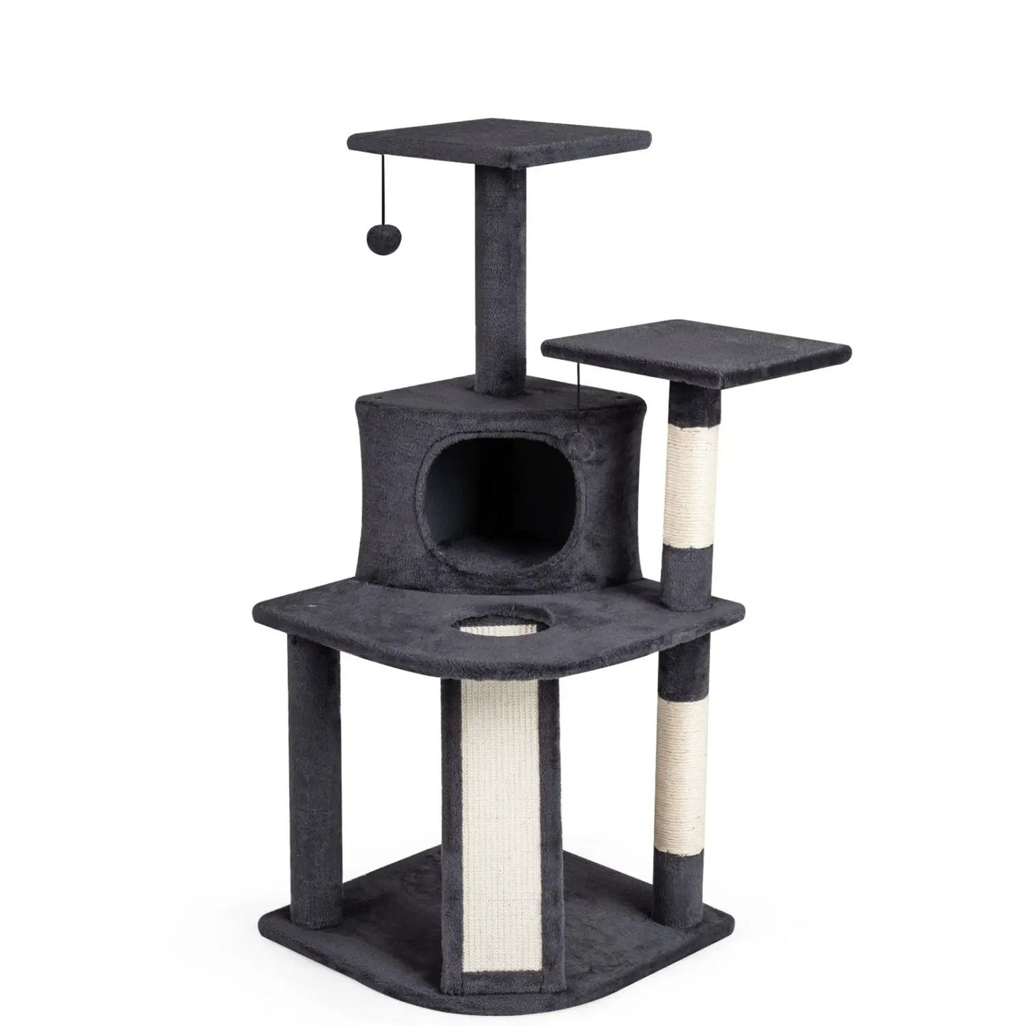 Tall Kitten Tower dark grey cat tree with condo and 2 plush perches by DirectDeals on Tampa Home & Garden Store