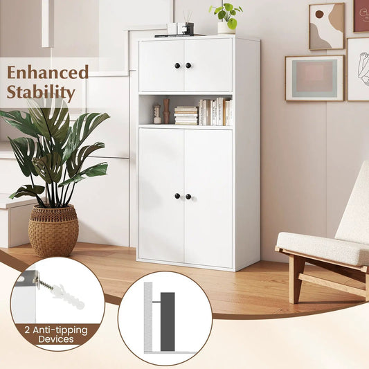 44-Inch white bookcase with doors and adjustable shelf by DirectDeals on Tampa Home & Garden Store