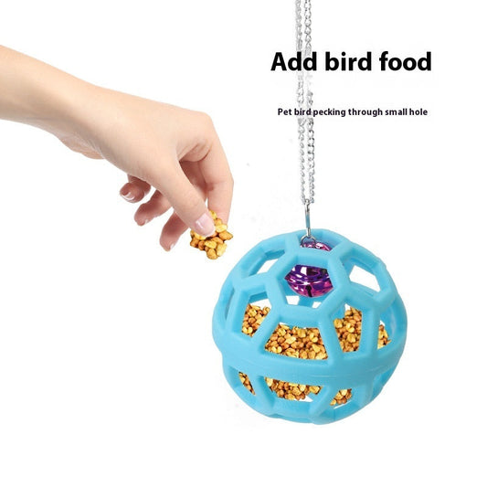 Plastic Gnawing Molar Parrot Hanging Bell Ball blue plastic lattice chew toy with treats on Tampa Home & Garden Store