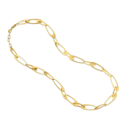 14K yellow gold Italian oval-link necklace by Bids with elongated links on Tampa Home & Garden Store