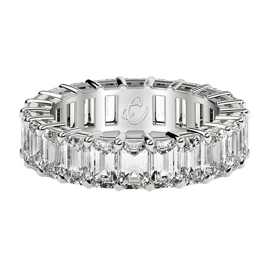 Emerald-cut lab-grown diamond eternity ring in 14k white gold, 6 cttw FG/VS2 on Tampa Home & Garden Store