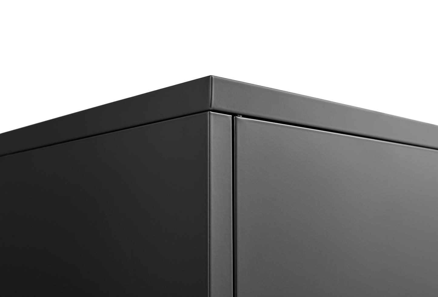Kitchen Buffet Server with Doors and Cabinet, dark gray metal finish close-up corner on Tampa Home & Garden Store