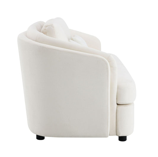 Mariko linen sofa beige with 2 toss pillows stationary sofa HouseOfZazla on Tampa Home & Garden Store