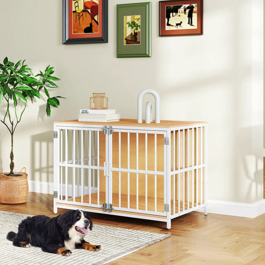 40 Inch Dog Crate Kennel with lockable dual doors, white metal frame DirectDeals on Tampa Home & Garden Store