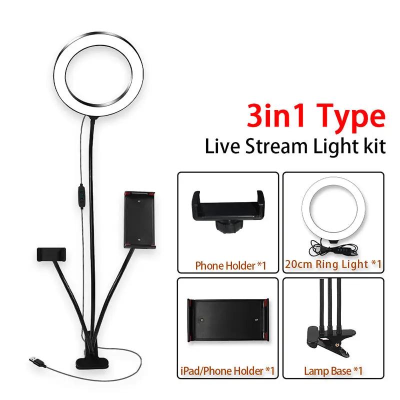 8 Inch LED Ring Light Kit VIP Digital Presence 4-piece with phone and iPad holders on Tampa Home & Garden Store