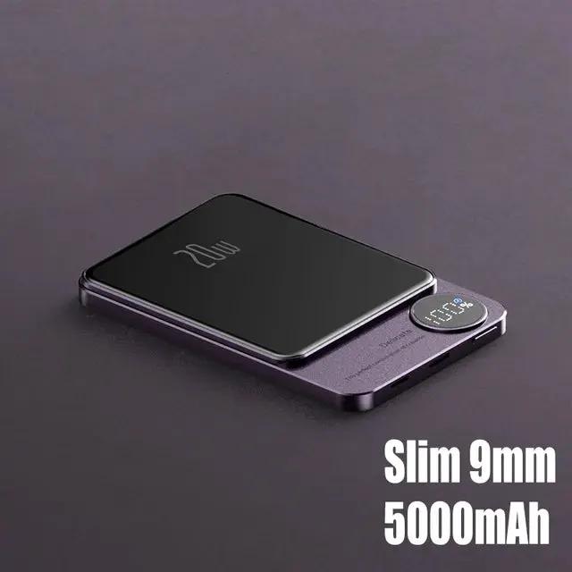 MagSafe Magnetic Power Bank 10000mAh PD20W, slim purple wireless charger with MagSafe disk on Tampa Home & Garden Store