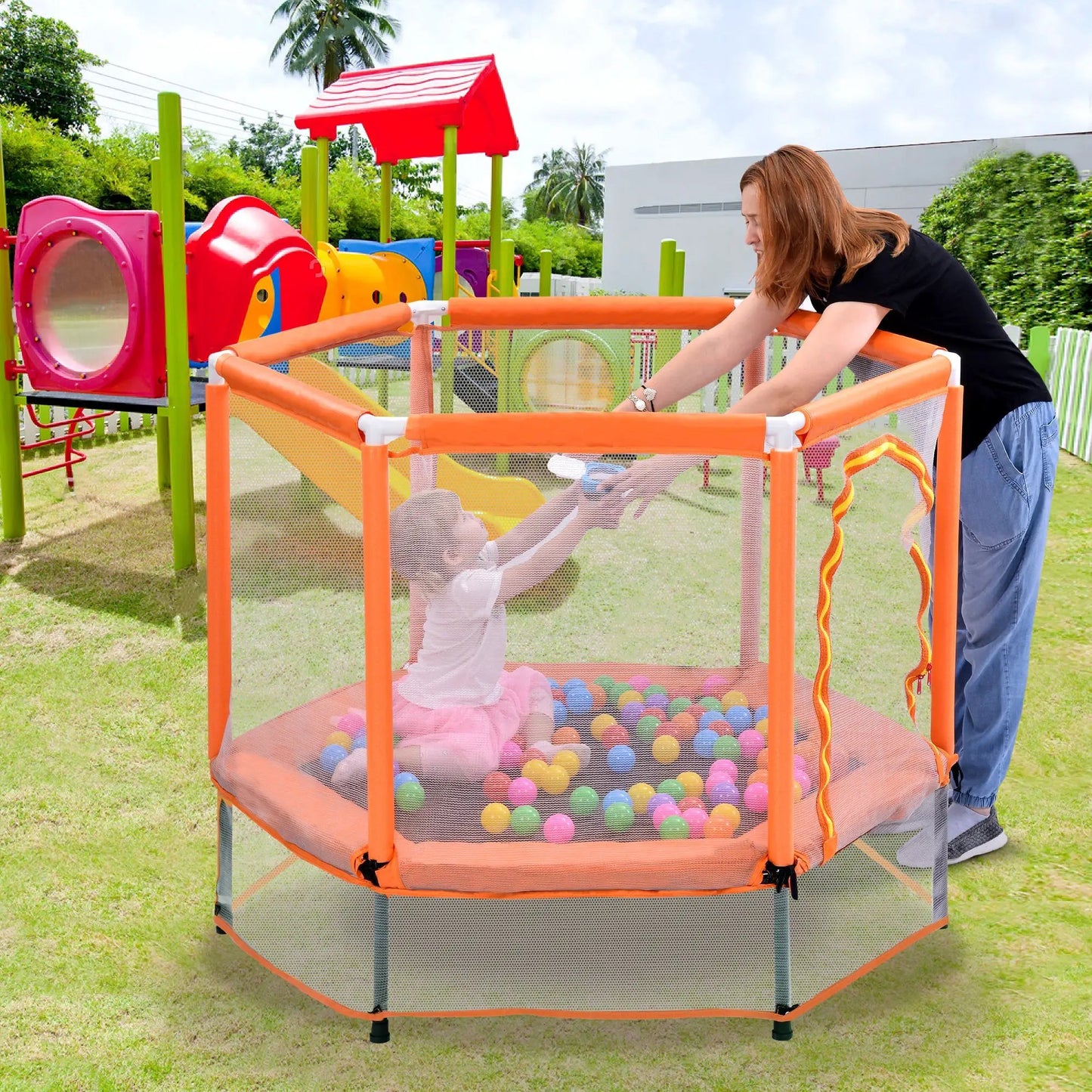 55 Inch Toddlers Trampoline and Enclosure Net