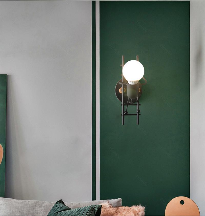 Stevvex modern retro wall sconce ladder lamp with round bulb in black metal on Tampa Home & Garden Store