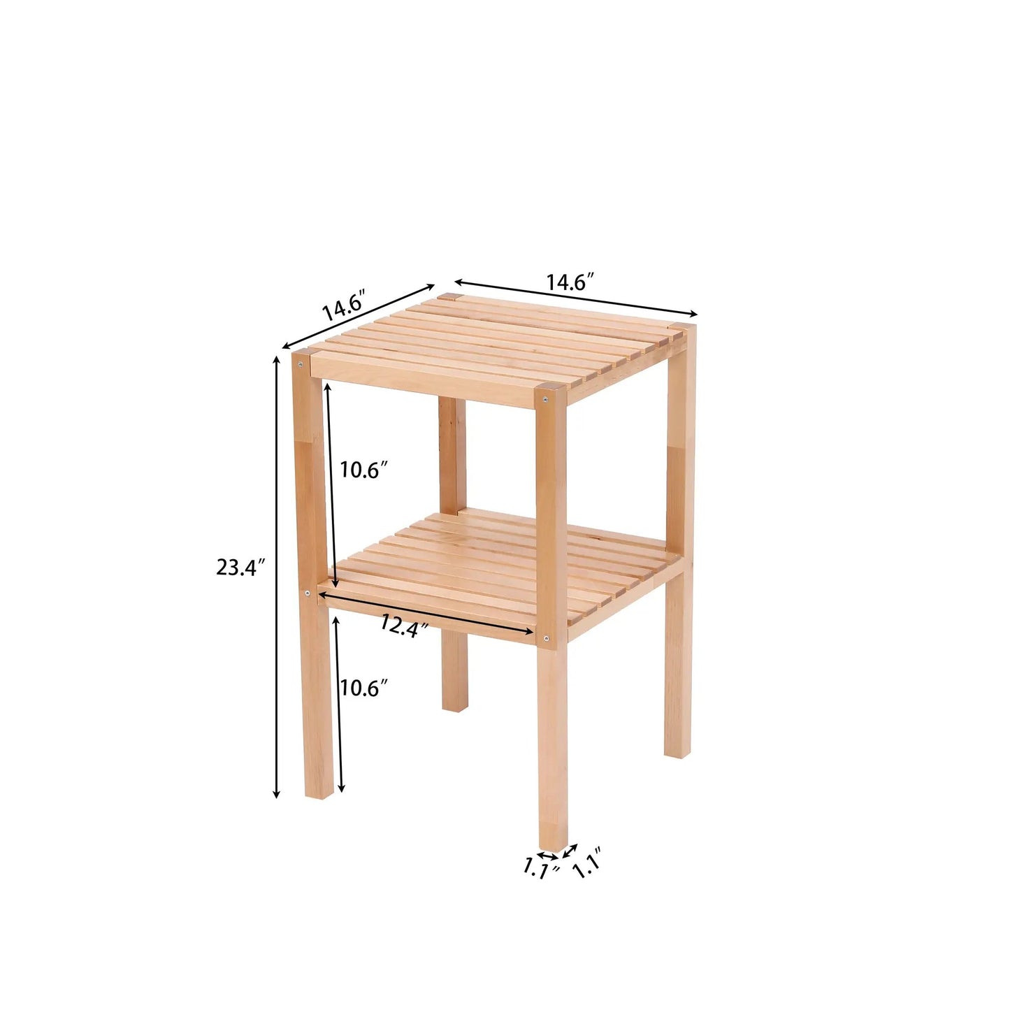 Birch 2-tier bathroom corner shelf in natural wood with slatted shelves on Tampa Home & Garden Store