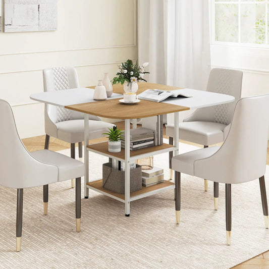 47.5 Inch Modern Square Dining Table with Mix Top two-tone wood and white top on Tampa Home & Garden Store