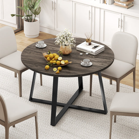 47 Inch Round Dining Table with Stable X-shaped Base and Round Thickened Tabletop - Tampa Home & Garden Store