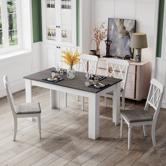 47-inch dining table with gray wood top and white legs in a bright dining room on Tampa Home & Garden Store