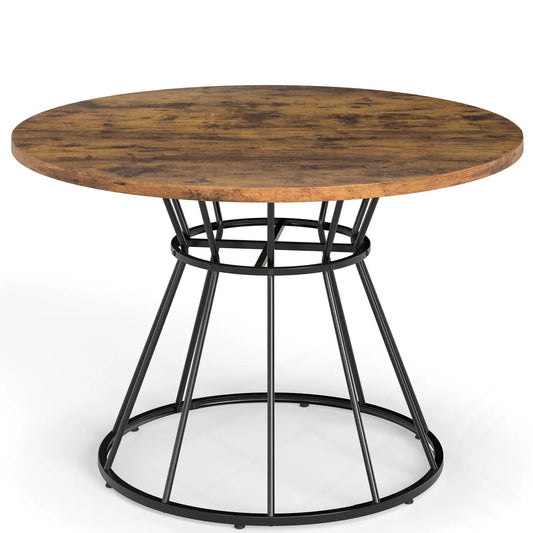 Round Dining Table for 4, Farmhouse Wooden Top