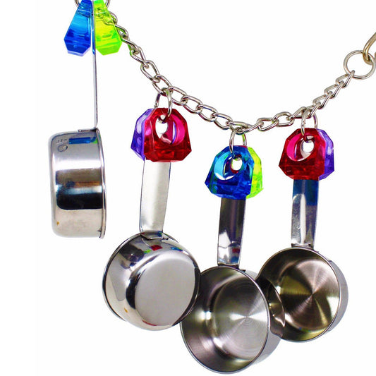 Parrot Bite stainless steel four-pot string toy by Sell My Stuff with colorful beads on a chain on Tampa Home & Garden Store