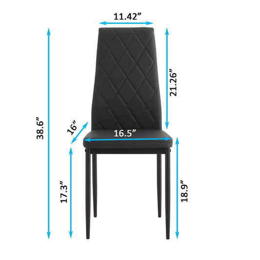 Modern dining chair with diamond quilted black faux leather upholstery Unique Piece Furniture on Tampa Home & Garden Store