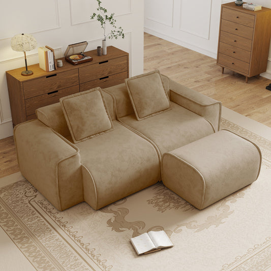 Streamlined Design Modular 2 Seat L Shape Sectional Sofa beige fabric by HouseOfZazla on Tampa Home & Garden Store