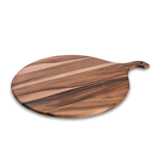 Acacia Wood Round Cutting and Charcuterie Board with hanging hole Kalmar Home on Tampa Home & Garden Store