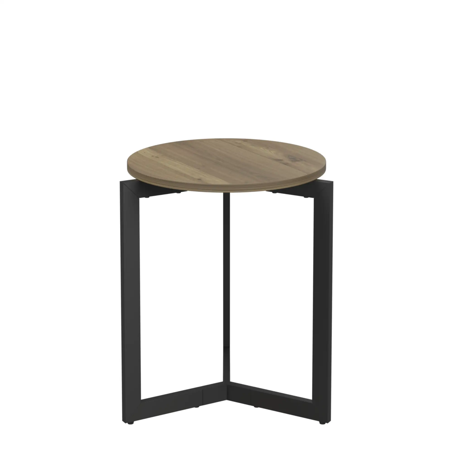 Table d'appoint ronde de 49,99 cm de haut, table d'appoint ronde avec cadre en métal robuste, table de chevet ronde, pour salon, marron