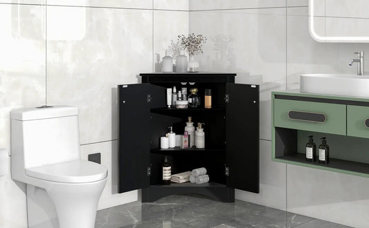 Black Triangle Bathroom Storage Cabinet Shelves by V.I.P Digital Presence, black finish Bathroom Cabinets on Tampa Home & Garden Store