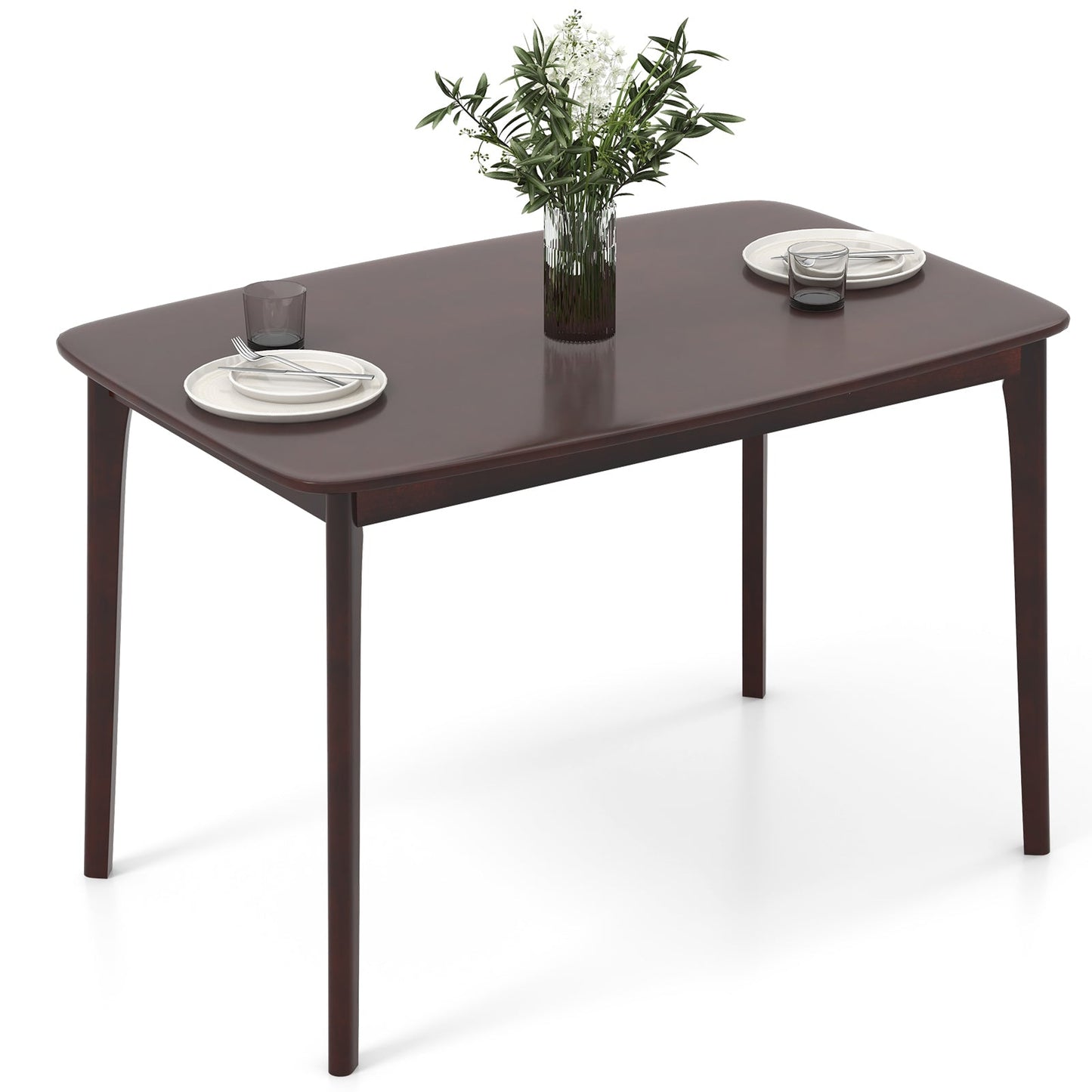 Mesa de comedor de madera maciza de 48 pulgadas con patas de soporte de madera de caucho para cocina/comedor - Natural