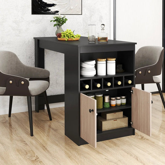 48-Inch bar table with cabinet and wine rack, black finish by DirectDeals on Tampa Home & Garden Store