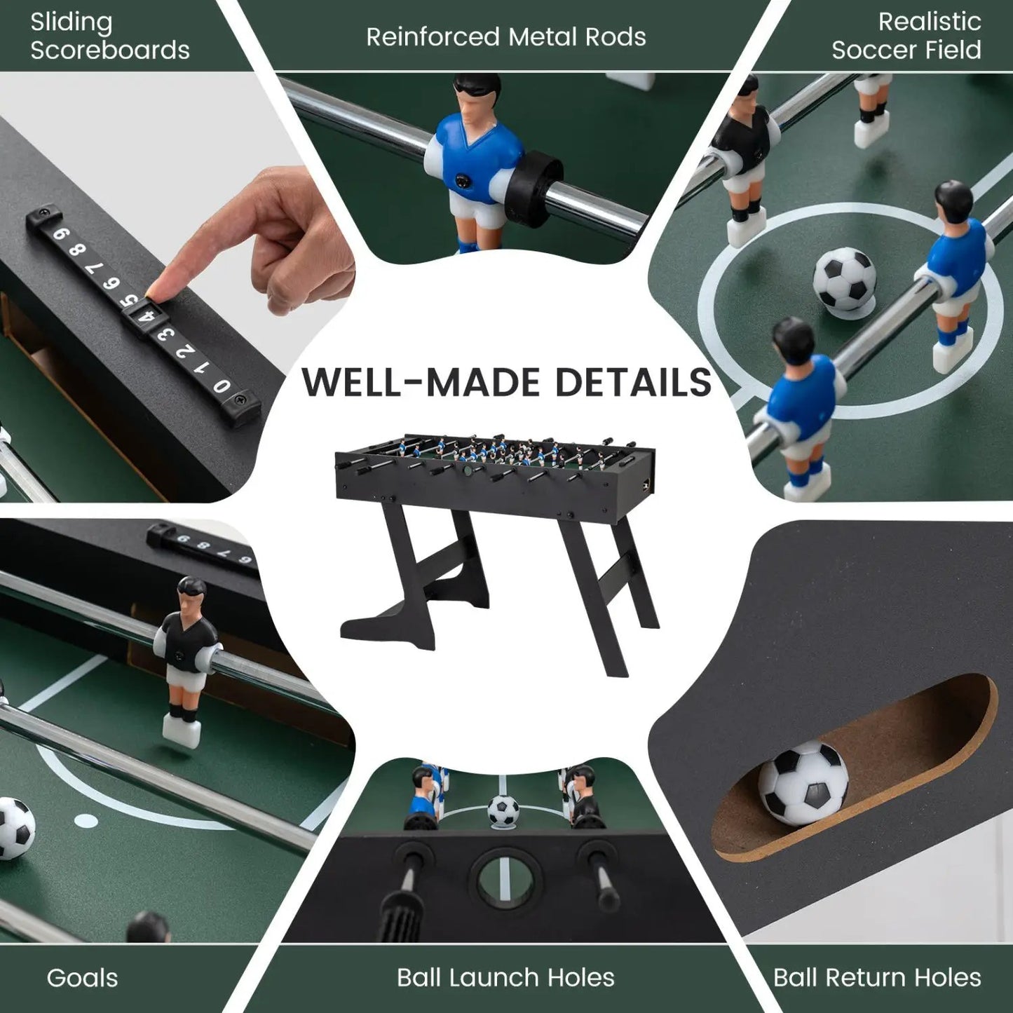 48 Inch Folding Foosball Table for Competition Size