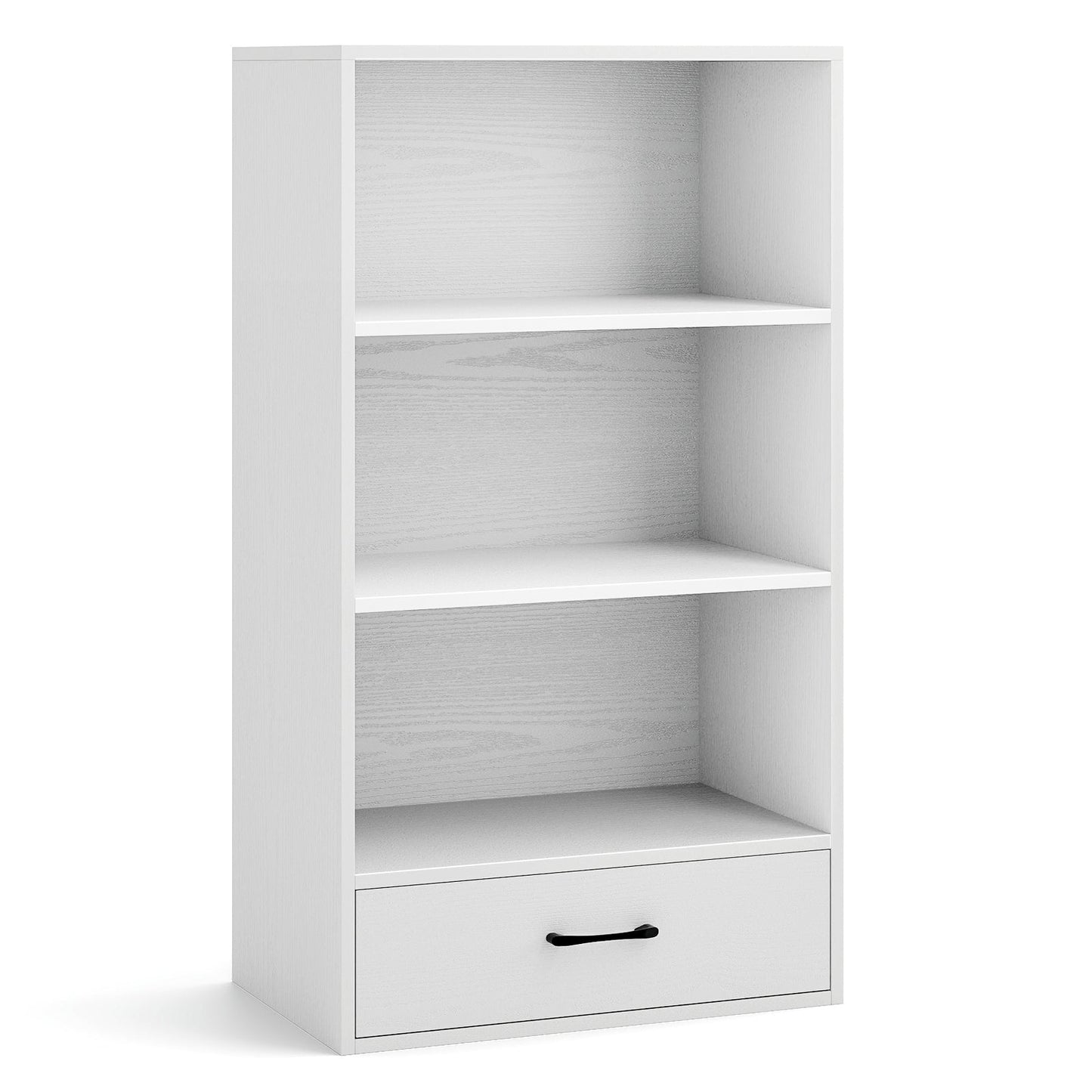 48 Inch Tall 4 Tiers Wood Bookcase with Drawer-Black