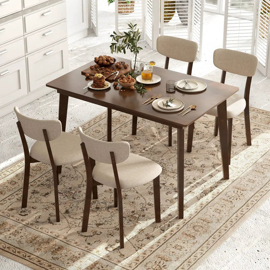 48 Inch Wooden Dining Table with Rubber Wood Legs for 4 People-Brown - Tampa Home & Garden Store