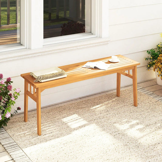 Acacia Wood Bench 48-Inch Slat Seat, natural outdoor dining bench DirectDeals on Tampa Home & Garden Store