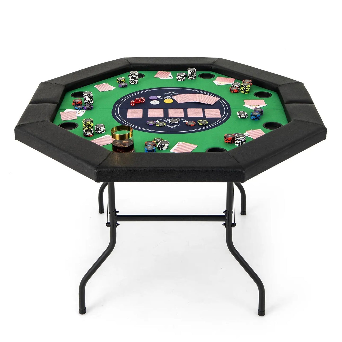 Foldable poker table with padded rails, 48-inch green felt, cup holders DirectDeals on Tampa Home & Garden Store