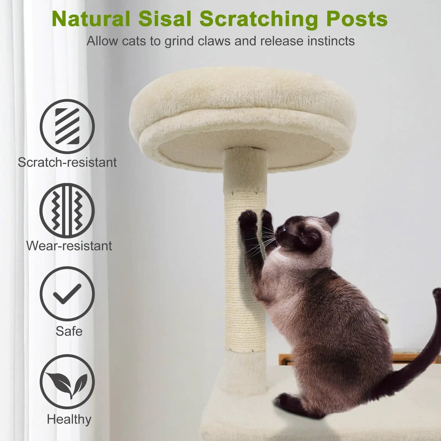 Tall beige cat tree with condo and padded top perch, DirectDeals Cat Trees & Towers on Tampa Home & Garden Store