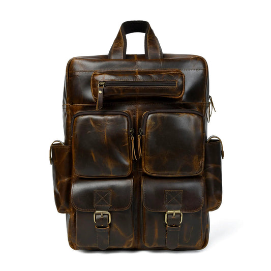 Prime Multifunction Leather Backpack for Travel Classy Leather Bags, brown with pockets on Tampa Home & Garden Store