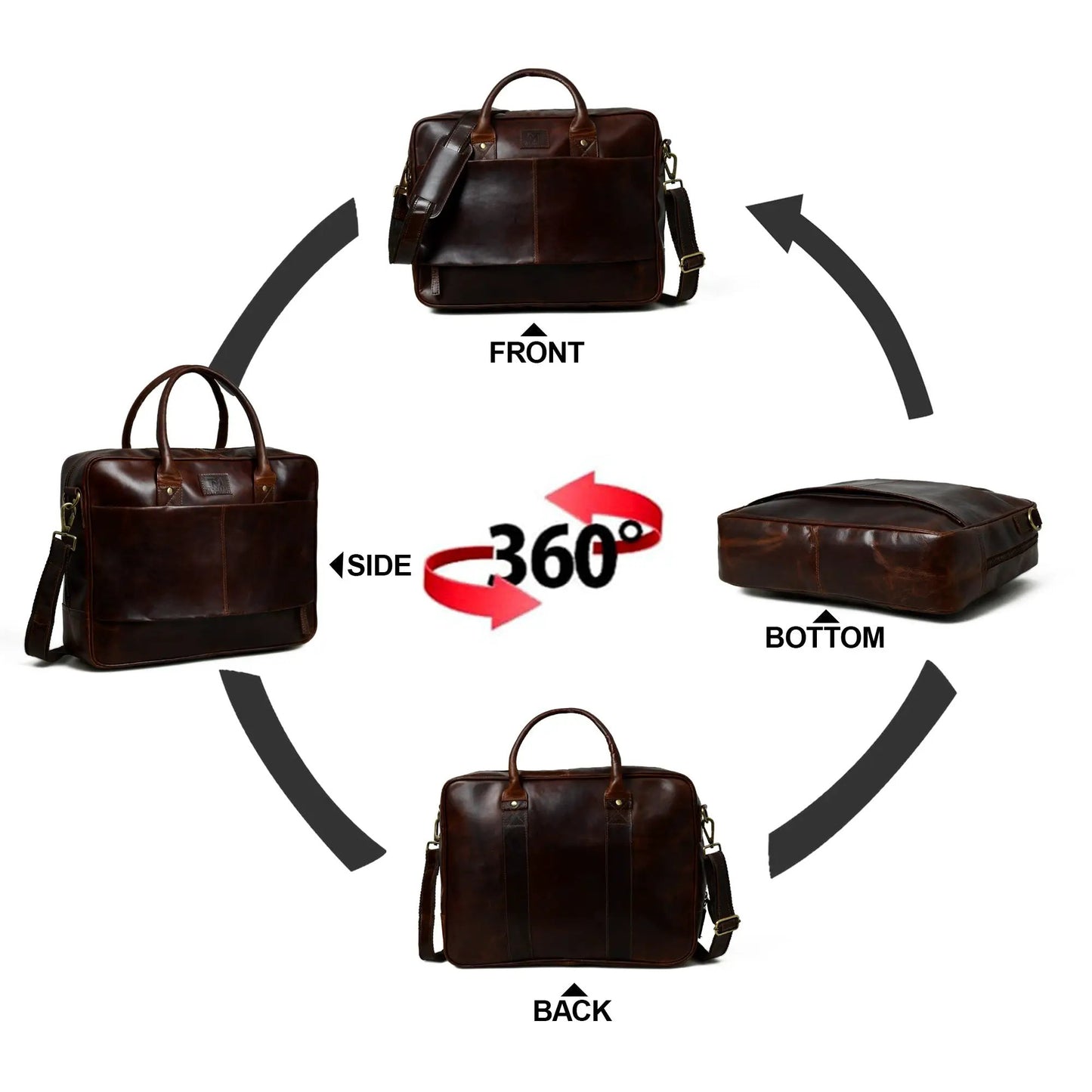 Crimson Contemporary Leather Briefcase for Laptop with top handle and shoulder strap on Tampa Home & Garden Store