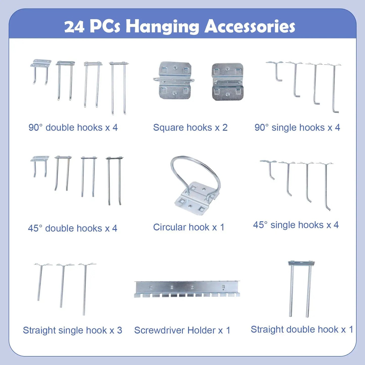 24 pc hanging accessories kit with chrome hooks and pegboard brackets DirectDeals on Tampa Home & Garden Store