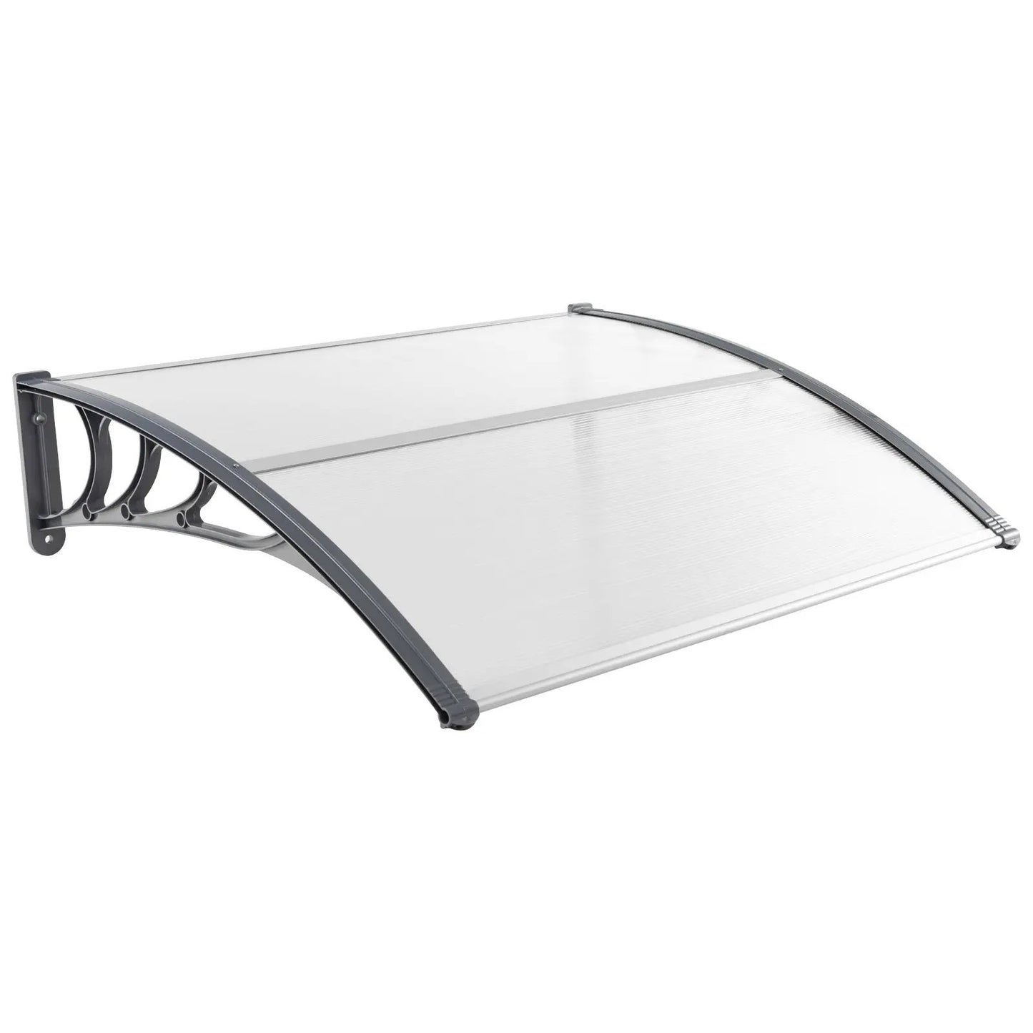 Outdoor door canopy 48x40 curved with clear polycarbonate panel and gray metal frame DirectDeals on Tampa Home & Garden Store