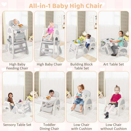 Convertible Baby High Chair with Double-layer Tray and Adjustable Backrest - Tampa Home & Garden Store