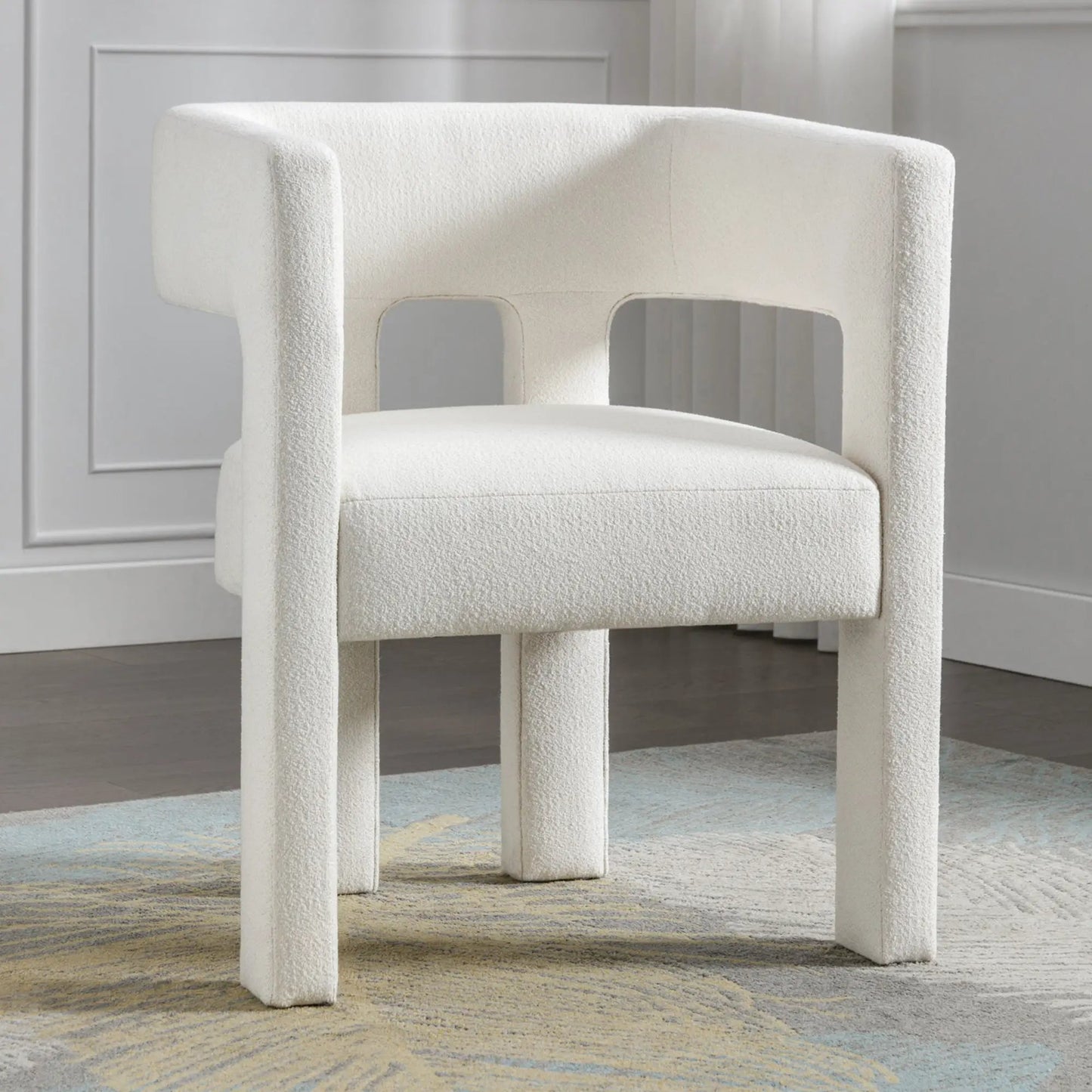 Sillón decorativo tapizado en tela con diseño contemporáneo para sala de estar, dormitorio, comedor, beige