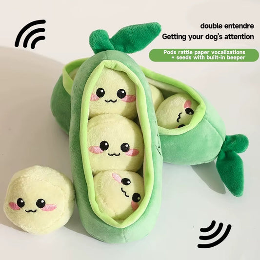 Green plush pea pod dog toy with squeaky peas inside by Sell My Stuff on Tampa Home & Garden Store